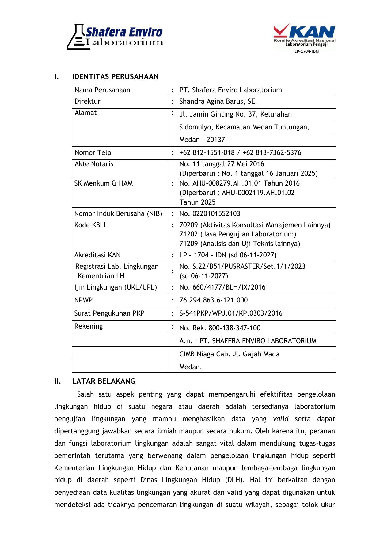 Halaman profil perusahaan